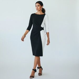 Lauren Ralph Lauren Black & White Colorblock Stretch Sheath Dress – Size 6